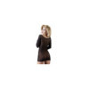 Robe en résille noire transparente, manches longues 